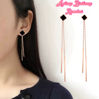 Anting Rumbai Bunga Hitam Wanita Titanium