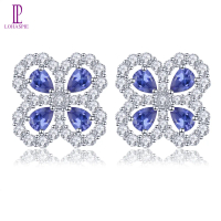 Natural Tanzanite Aquamarine S925 Sterling Silver Earrings Fine Jewelry New Silver USE10882TZ