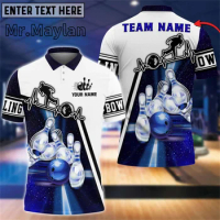 Light Bowling Player Multicolor Option Customized Name 3D Polo Shirt Custom Name Team Bowling Shirt Men Gift For Bowler Tops-556