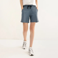 【Hang Ten】女裝-REGULAR FIT冰絲織帶外抽繩吸濕排汗涼感短褲(淺藍)