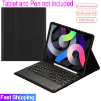 Case with Touch pad Keyboard For Samsung Galaxy Tab S6 Lite A7 A8 S7 S8 S7 FE S7+ S8+ Round Touchpad Bluetooth Keyboard Cover