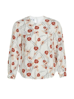 เสื้อเบลาส์พิมพ์ลายดอกไม้ แขนบิชอพ รุ่น B92P1C2118 สีขาว
