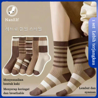 【NanElf】Kaus kaki gaya Korea Kaos Kaki Bergaris Zebra Unisex Korea Kaos Kaki Bergaris Dua Warna