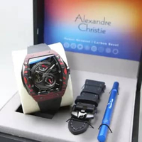 ALEXANDRE CHRISTIE AC 6608 BLACK RED AUTOMATIC SPECIAL EDITION ORI