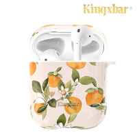 【Kingxbar】AirPods 保護套 保護殼 施華洛世奇水鑽 無線藍牙耳機充電收納盒(鮮語系列-橙子)
