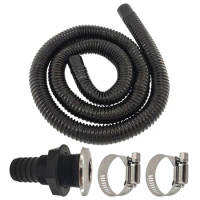 Surmeny Bilge Pump Hose, 1-1/8 Inch Dia Installation Kit, 6 FT PVC Hose, 304 Stainless Steel Clamps and Thru-Hull Fitting
