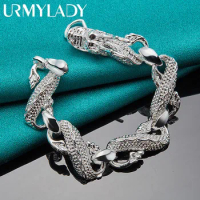 URMYLADY 925 Sterling Silver Dragon Bracelet Bangle Cuff For Man Women Jewelry Celebration Party Christmas Gift
