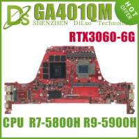 KEFU GA401QM Laptop Motherboard For ROG Zephyrus G14 GA401Q Notebook Mainboard With R7-5800H R9-5900H RTX3060/V6G 8GB-RAM