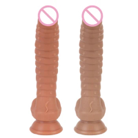 Double-layer Dildo Soft Sexy Huge Realistic Dildo with Strong Suction Cup Silicone Female Masturbator Sex Toys for Women Lesbian