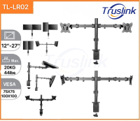 【SG Seller】Truslink Dual Monitor Desk Stand Table Clip Height Adjustable Full Motion Two Arm Monitor