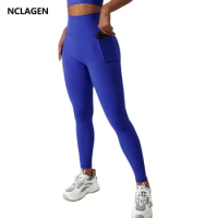 NCLAGEN 2021 Spring Yoga Pants Gym Double Side Running No Camel
