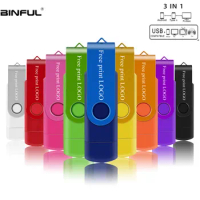 BiNFUL OTG 3IN1 pen drive High Speed usb flash drive U Disk 4GB/8GB/16GB/32GB/64GB Type-C pendrive Micro/Car/TV Free Print LOGO