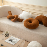 簡約客廳沙發抱枕ins風臥室白色棉花云靠墊 甜甜圈毛絨玩具靠背墊
