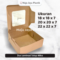 Box Kotak Nasi Dus Catering Kraft Laminasi Window 18x18 20x20 22x22 Tinggi 7cm Roti Kue Bomboloni