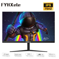FYHXele 27 Monitor 75Hz 2K For Gaming Computer 1ms Free-sync IPS Panel Desktop LCD Display Rotation Lift Stand 16:9 Flicker