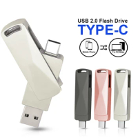USB 2.0 Pen Drive 2 IN 1 USB Flash Drive 128GB OTG Metal Key Type C High Speed pendrive Flash Drive Memory Stick Business gift