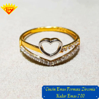 Cincin Emas Kuning Permata Zirconia Kadar Emas 70%