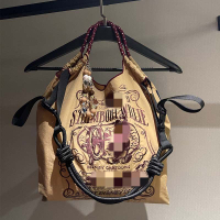 免運 購物袋 日系美國上課ball chain刺繡環保袋ins單肩大容量媽咪包 快速出貨