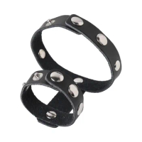 Adjustable Leather Two-ring Penis Testicle Cage Cock Ring Erection Enhancing Harness Belt G-string Thong Gay Underwear Nightwear