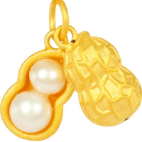 Pure 999 24K Yellow Gold Pendant Women 3D Gold pearl Peanut Necklace Pendant 1pcs