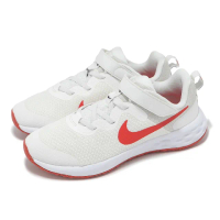【NIKE 耐吉】運動鞋 Revolution 6 NN PSV 童鞋 中童 米白 紅 緩震 魔鬼氈 慢跑鞋(DD1095-102)