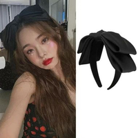 Bando Pita Hitam Besar Korea Perempuan Dewasa Aksen Pita Polos Besar Aksesoris Hiasan Rambut Wanita 