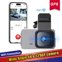 Car DVR Wifi GPS G-Sensor IPS 4K&amp;1296P Dual Lens Registrator DashCam Vehicle Camera Video Recorder 24 Hours Parking Monitor