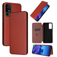 For TCL40XL 40T T608DL Cover Luxury Carbon Fiber Skin Magnetic Adsorption Case For TCL 40T TCL T608DL Phone Bags
