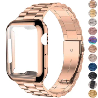 Case+Strap iWatch Band Ultra2 49mm Stainless Steel Metal Strap For Apple Watch 9 41 45MM 44mm 40mm SE Series 8 7 6 5 4 Cover