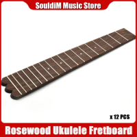 12pcs 23 Inch Concert Rosewood Ukulele Fretboard 18 Frets W/ White Dots Inlay Fish Tail Ukulele Accessories Replacement