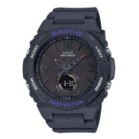 【CASIO 卡西歐】BABY-G 露營風雙顯女錶 樹脂錶帶 褪色黑 防水100米(BGA-260-1A)