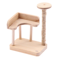 Dollhouse Wooden Pet Cat Tree Tower Toys Cat Climbing Rack For Dollhouse Miniature Doll House Furniture Decor Accessories