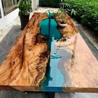 Epoxy tea table river black walnut solid wood plank log tea coffee table simple desk