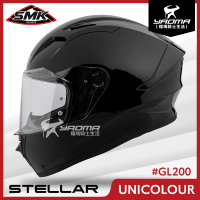 SMK STELLAR UNICOLOUR 亮面黑 黑 GL200 素色 全罩 雙D扣 入門推薦 耀瑪騎士安全帽部品