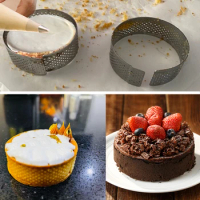 Stainless Steel Tartlet Cake Mousse Mould 6 8 10 CM Tart Mold Cookies Pastry Circle Cutter Perforated Baking Tools Pie Ring