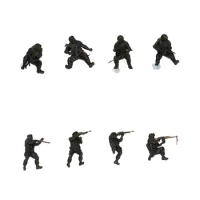 4 Pieces 1/72 Commando People Figures Sand Table Layout Decoration Hand Painted Special Police Figurines Dioramas Decoration