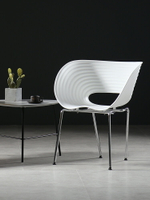 北歐貝殼椅靠背休閑咖啡廳洽談椅戶外設計師vintage復古塑料餐椅