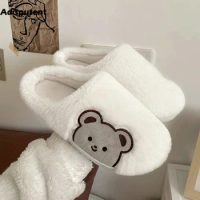 Cute Bear Fur Slipper For Women Men Fashion Kawaii Fluffy Winter Warm Slippers Lovers Cartoon Teddy Bear House Shoes