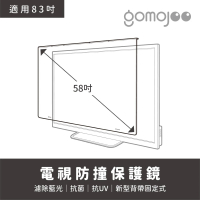 【gomojoo】58吋電視防撞保護鏡(背帶固定式 減少藍光 台灣製造)