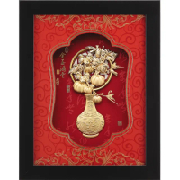 【開運陶源】純金 金箔畫 -南瓜 金玉滿堂(平安豐收系列 27x34cm)