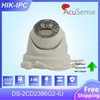 HIK 8MP AcuSense Dome IP Camera DS-2CD2386G2-IU DarkFighter Built-In Mic SD Card Slot IR30M Surveillance Network Cameras 10pcs