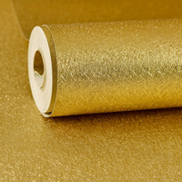 金色3D粗細拉絲墻紙 餐廳吊頂 純素色金箔防水壁紙