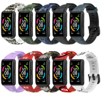 Strap with Colorful Print For Huawei Honor Band 6 6pro Smart Watch Wrist Premium 16mm Width Silicone Fitness Tracker Watchband