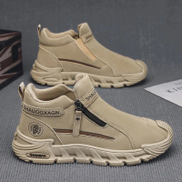 Spring new men's side-zip casual work shoes, wear-resistant commuter shoes, sports running fashion v