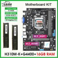 H310 M-K placa mae Lga 1151 motherboard Kit with G4400 2*8GB=16GB DDR4 2666MHz RAM with HD Graphics 510 Gaming PC SATA 3.0