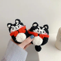 Cute Plush Knitting Bear Dog Wireless Earphone Case For Apple AirPods Earphones Protective Cases For Airpods 2 Cover Case