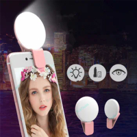 Pocket-Sized Smartphone Selfie Light Mini Q 3-Modes Adjustable Brightness Makeup Beauty Lighting Mini Clip-on USB Rechargeable