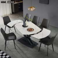 Extendable Dining Round Table Sintered Stone Dining Table Set w Chair Foldable Dining Table Marble Round Table Marble Table and Chair Scratch Resistant High Temperature