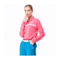 【Jack Nicklaus】金熊GOLF新款條紋印花吸濕排汗POLO衫/高爾夫球衫(粉紅色)