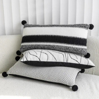 30x65cm Long Pillowcase Modern Minimalist Black and White Light Luxury Waist Pillow Cover Bedroom Headrest Cushion Covers